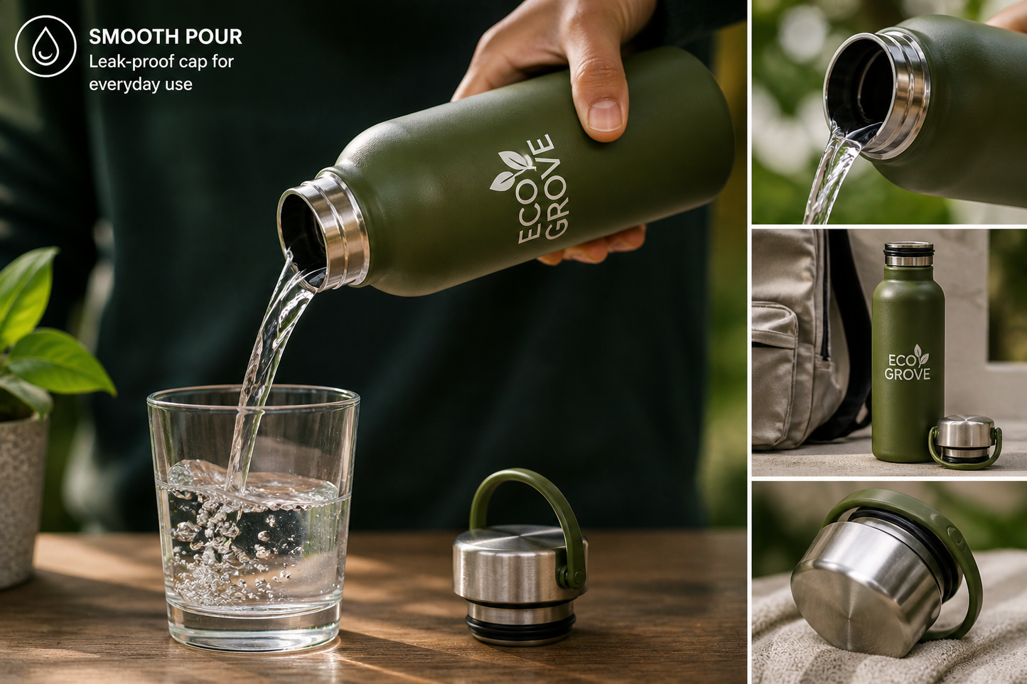 EcoGrove Reusable Water Bottle – Stainless Steel, Leak-Proof & Eco-Friendly