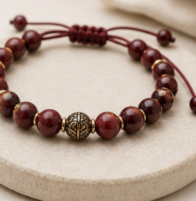 EcoGrove Black Beads and maroon Bracelet🖤 – Minimal Luxury & Handmade Jewelry