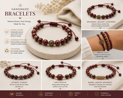 EcoGrove Black Beads and maroon Bracelet🖤 – Minimal Luxury & Handmade Jewelry