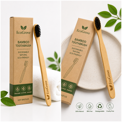 EcoGrove Bamboo Toothbrush – Eco-Friendly, Biodegradable, Soft Bristles
