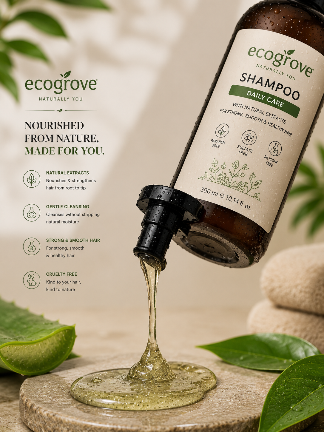 Ecogrove Daily Care Shampoo – Natural Extracts Formula for Strong & Healthy Hair