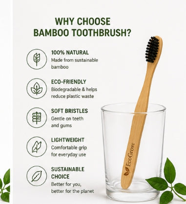 EcoGrove Bamboo Toothbrush – Eco-Friendly, Biodegradable, Soft Bristles