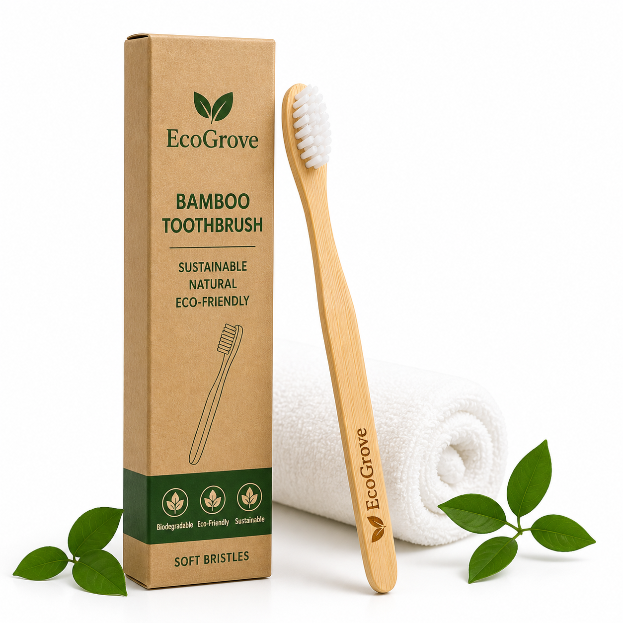 EcoGrove Bamboo Toothbrush – Eco-Friendly, Biodegradable, Soft Bristles
